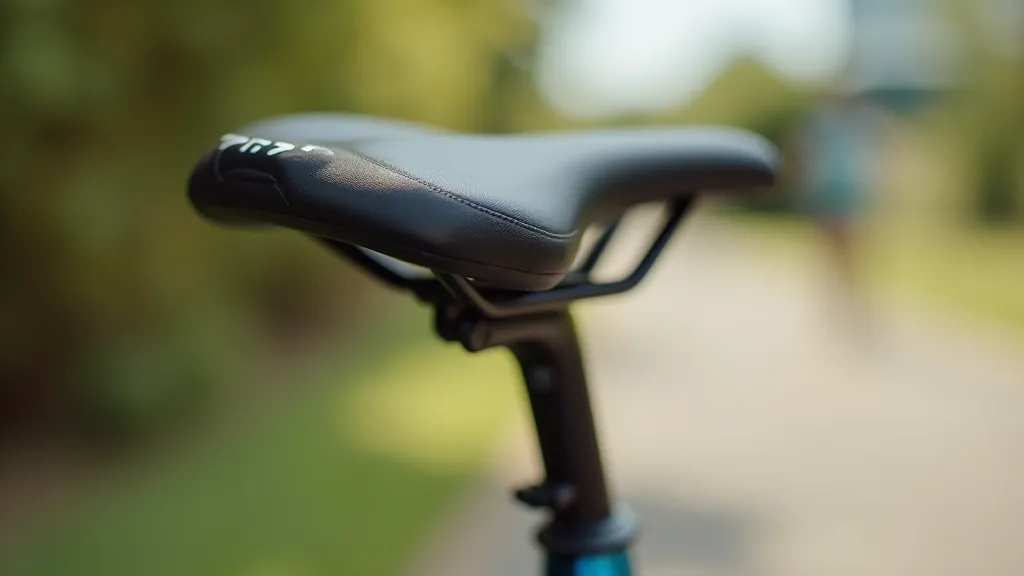 Close-up of comfortable wide bicycle saddle with ergonomic design on leisure cruiser bike