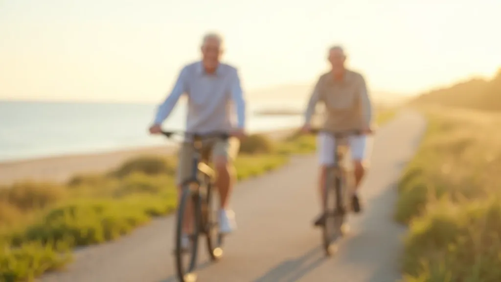 Senior cyclists enjoying coastal path in Pāvilosta